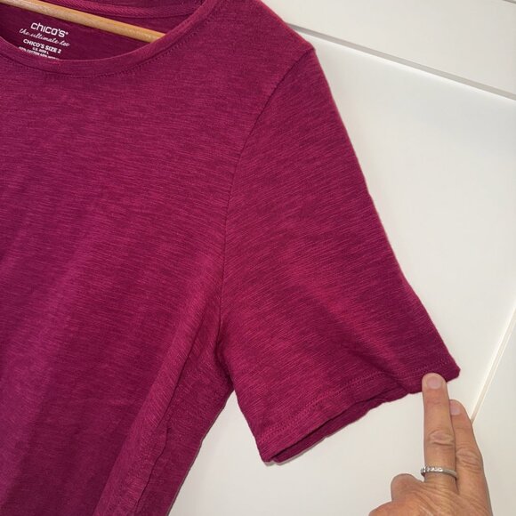 Chico's Women's Ultimate Tee Short Sleeve Coral Size: 2 US: Large fuchsia - Picture 4 of 13